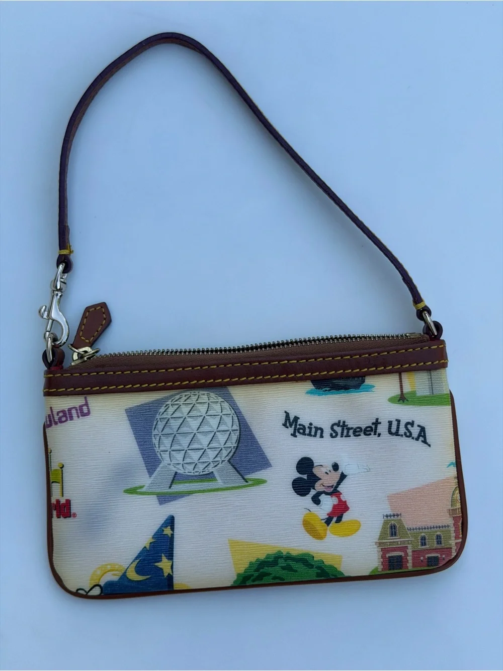 Disney Parks VTG Dooney & Bourke Frontierland Wristlet Bag Leather Multi-Color